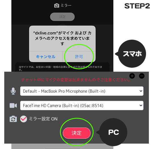 カメラとマイクへのアクセス